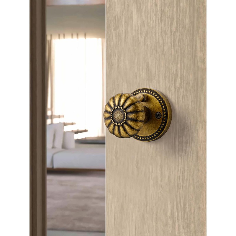 SORWDUERM Antique Brass Door Knobs Interior Privacy Door Knob for