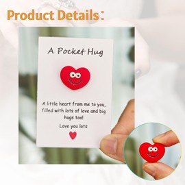 YOJO Pocket Hug Token,Pocket Hug Heart with Greeting Cards,Long Distance Relationship Friendship Gifts for Women Men (Heart)
