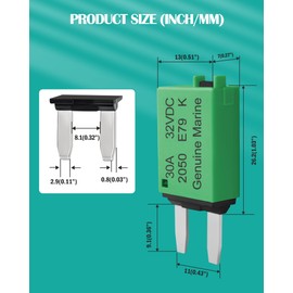 Nerites 30A Low Profile Mini Fuse Kit– Automotive 30A ATM Manual Reset Circuit Breaker Fuses for Boat, RV, Car, Truck, DC 12V/32V 30 Amp Manual Resettable Blade Assortment Kit with Resettable Fuses