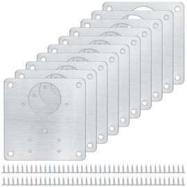 10 Pcs Hinge Repair Plate, Stainless Steel Hinges Repair Plates, Kitchen Cupboards Cabinets Doors Hinges Flat Fixing Joining Mending Plates Braces Brackets, with 80 Pcs Screws (10)