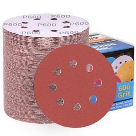 100Pcs 125mm Sanding Discs 600 Grit 8-Holes Hook and Loop Sanding Pads for Random Orbital Sander Sandpaper Sheet-ALPXUXP