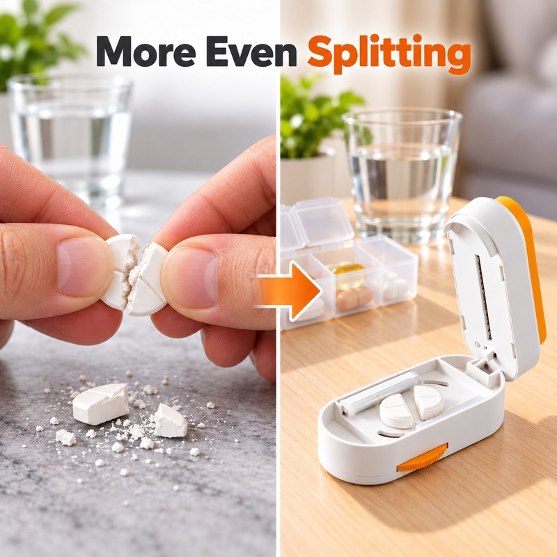 Precision Pill Cutter with Adjustable Tablet Holder – Press-to-Cut Pill
