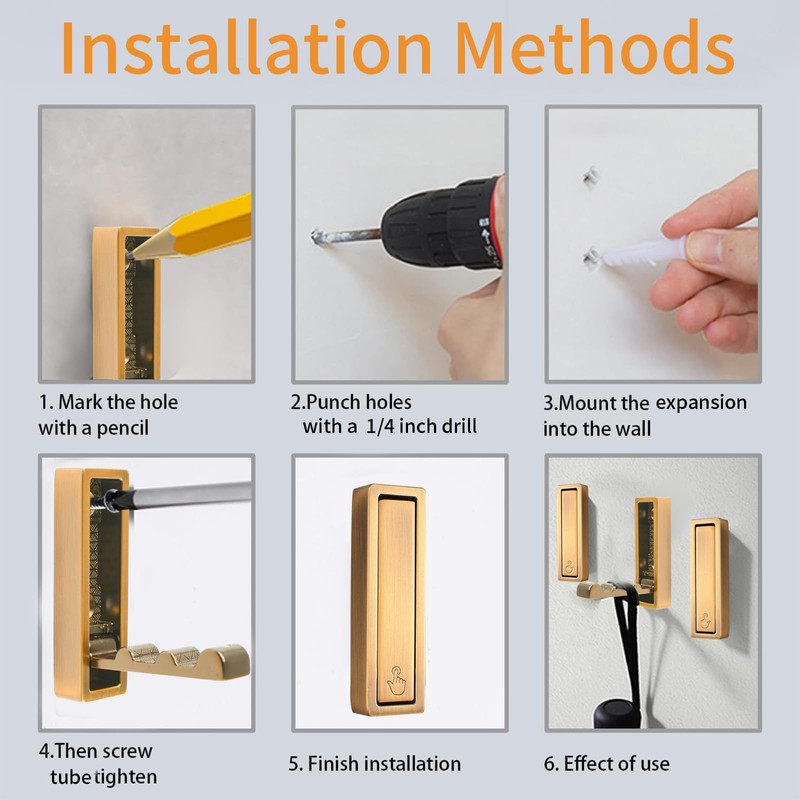 MOROBOR 2pcs Square Folding Wall Hook Non-Slip Heavy Duty Foldable