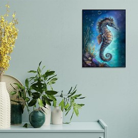 jiaqinglong Adult Beginner 5D Diamond Painting Kits, Ocean Seahorse Diamond Painting Crystal Cross Stitch Painted Crafts, Room Decor, Gifts for Family 12x16 inch, Colourful