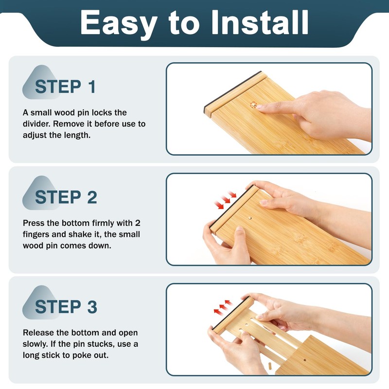 Lzerking Bamboo Drawer Dividers 4.65" High, Adjustable Dresser Drawer Organizers,