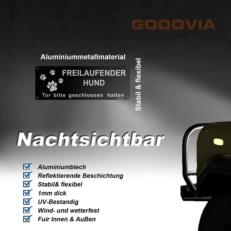 Goodvia Vorsicht Freilaufender Hund Sign, Gate Bitte Geschlossen halten, 25
