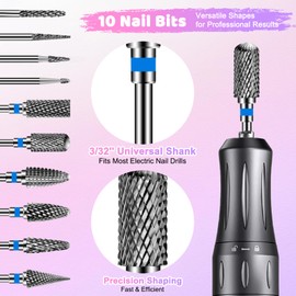 CGBE Pack of 10 Nail Cutter Attachments: 3/32 Inch Nail Cutter Bits - Professional Cutter Bits with Nail Drill Holder - for Manicure Pedicure - Remove Gel Acrylic Cuticles
