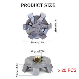 20 PCS Universal Golf Shoe Cleats with Metal Threading - Gray Cricket Shoe Cleats