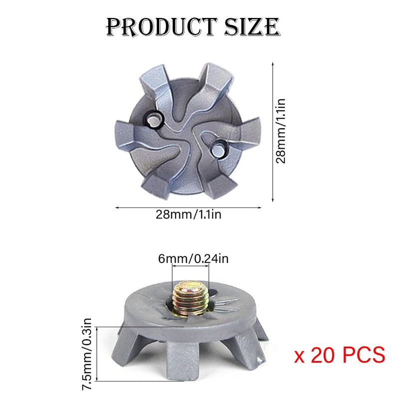 20 PCS Universal Golf Shoe Cleats with Metal Threading -