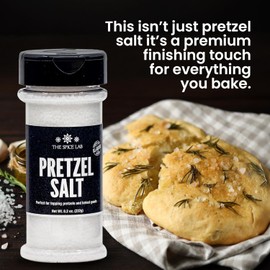 The Spice Lab Coarse Pretzel Salt – Gluten Free, Kosher Crunchy Salt Crystals – Non-Melting for Baking – Perfect for Homemade Soft Pretzels, Bagels, Artisan Bread & Gourmet Toppings (8 onz)