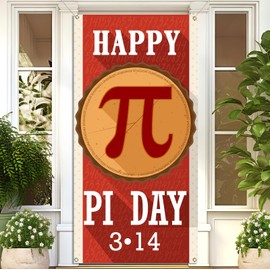 Buxiuer Happy Pi Day Door Cover Funny Mathematical Pi Day Party Decorations Math 3.14 School Classroom Office Door Decor