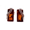 Baltic Cognac Amber Sterling Silver Small Rectangle Stud Earrings, Stone,