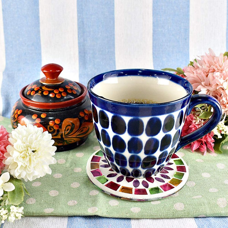 CNJYK5 Cute Handmade Glassware Mossa Coaster Flower Pink Folkart