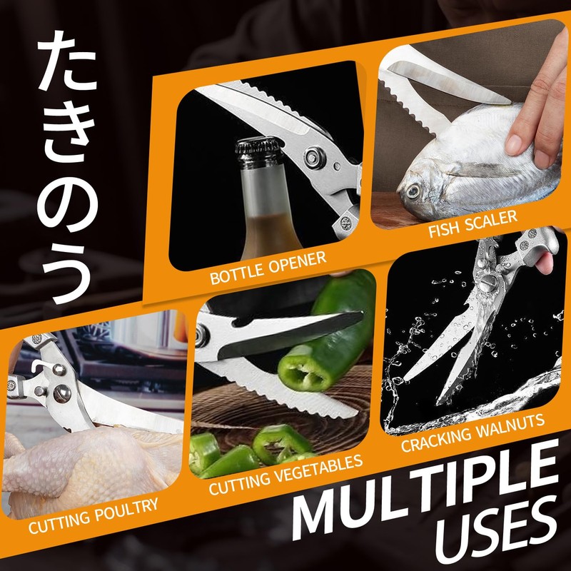 Heavy Duty Poultry Shears Plastic Handle - Stainless Steel Kitchen