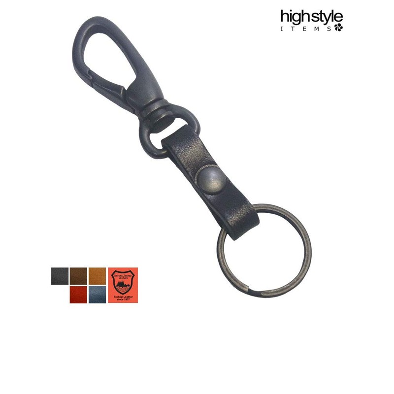 Highstyle Keychain, Tochigi Leather & Antique Black Carabiner, Base Grade