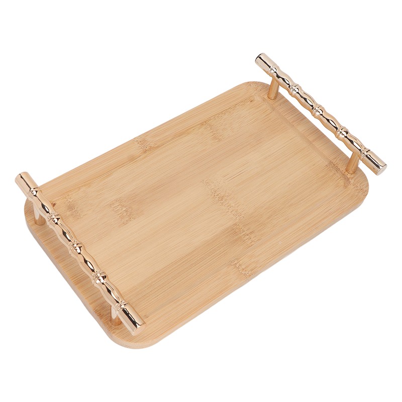 Bamboo Serving Tray with 2 Handle Eco Friendly Multipurpose Rectangular