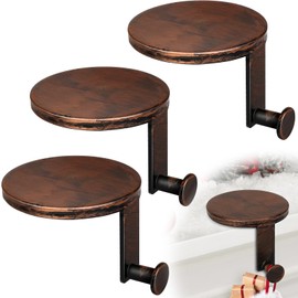 BeapTcely 4 Pack Round Christmas Stocking Holders Metal Mantel Stockings Hangers Fireplace Shelf Garland Mantle Grips Set for Xmas Party Decoration (Copper, 4)