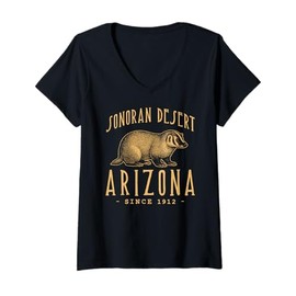 Womens SONORAN DESERT BADGER ARIZONA WILDLIFE V-Neck T-Shirt