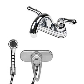 RV/Mobile Home Travel Trailer Lav Faucet, Hand-Held Shower and Diverter Valve in Chrome