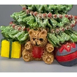 Christmas Tree New Brooch Pin Teddy Bear Presents Holiday Glitter Flocked