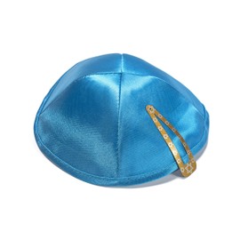 Satin 20 cm Sky Blue Kippah Jewish Cap Judaica Kipa Yarmulke Synagogue