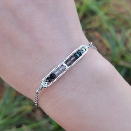 Negative Energy Protection Blocking Bracelet Dainty Black Tourmaline Hematite Clear Quartz Smoky Bracelet Natural Healing Crystal Anxiety Jewelry Gifts For Women Silver Plated