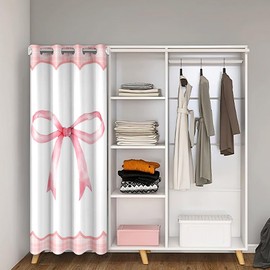 jejeloiu Kids Pink Bowknot Closet Cover 34x80 Inch 1 Panel, Dreamy Princess Door Curtain for Doorway Privacy Cute Bow Room Divider Curtain Boys Girls Cute Coquette Bow Knot Bedroom Living Room