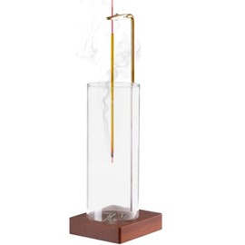 Incense Stick Holder, Incense Sticks with Removable Glass, Ash Catcher, Wooden Incense Sticks, Holder, Inverted Incense Burner, Ideal for Home Decoration, Meditation and Yoga (Round)