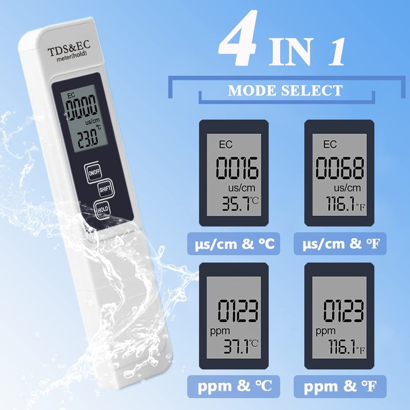 Mesee TDS EC Tester Meter, 3-in-1 Professional Water Quality Test