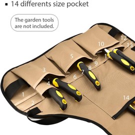 Sarpu Tecz Heavy-Duty Garden Apron with 14 Pockets – Durable WaterProof Gardening Tool Apron for Women Gifts for Mum (yellow)