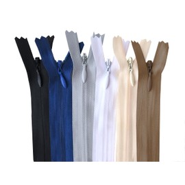 16 Inch Nylon Invisible Zippers for Pillow, Dresses, Skirts, Pants, Tailor, Sewer, Sewing Craft (Mixed Colors, 5pcs, 16 inch)