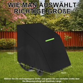 GJMZTQG Manual Wheelchair Cover Wheelchair Protective Cover Waterproof 600D Oxford Rain Cover for Wheelchair, Protection for Mobility Scooter Against Dust, 100 x 75 x 100 cm (Black)