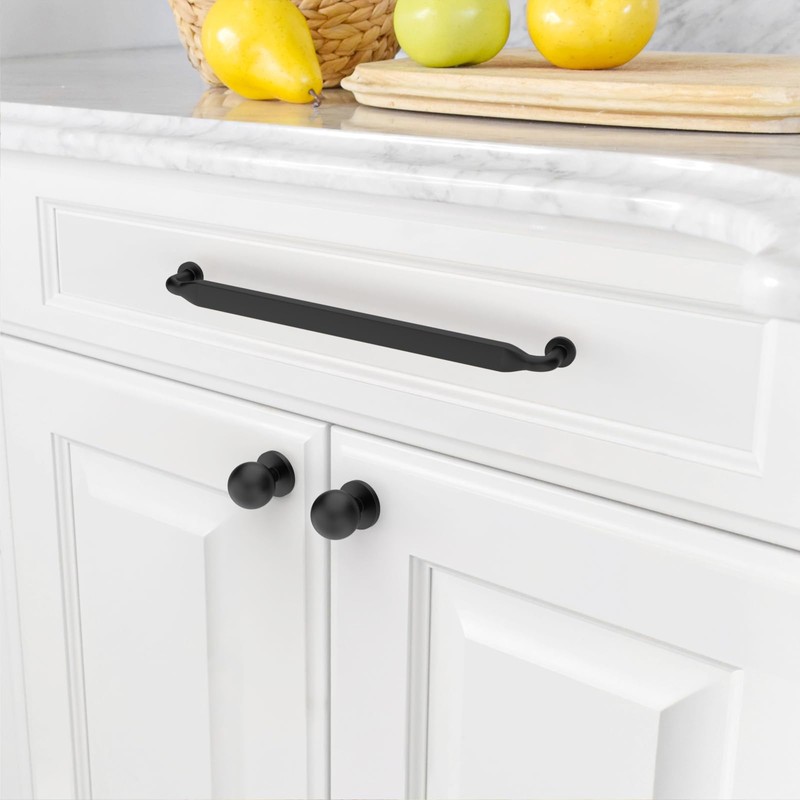 Amerdeco 10 Pack Matte Black Cabinet Pulls 6.3 Inch(160mm) Hole