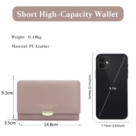 PORRASSO Women's Wallet Leather Credit Card Holder Multifunctional Purse Women's Purse, khaki, Classic