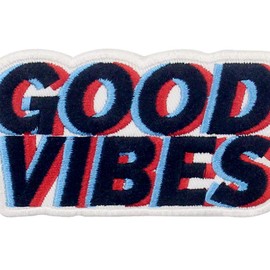 Good Mood Good Vibes Embroidered Iron On Sew On Patch