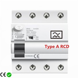 KMZSHPJNY Type A RCD Magnetic Residual Current Circuit Breaker ELCB 3P+N 40A 63A RCD ELCB Detect Pulsating DC Residual Current 1Pcs(4P 40A,300mA)