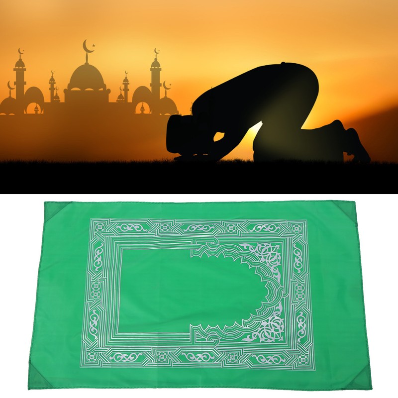 4Pcs Portable Zipper Bag Compass Muslim Prayer Mat Carpet Worship