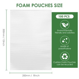 100 Pieces 8x12 inch Cushion Foam Pouches for Packing Dishes Foam Packing Pouches Packing Sleeves for Dishes, Mug, Cup, Glasses, Packing Supplies for Moving, Packing, Transportation and Storage