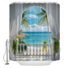 HUSPWP Ocean Beach Shower Curtain, Tropical Hawaiian 70x70IN
