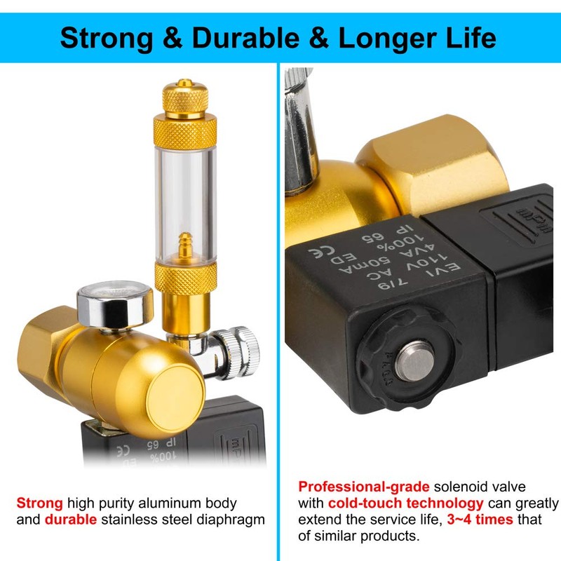 DaToo Aquarium CO2 Regulator with Bubble Counter Solenoid Check Valve