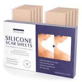 Hojas de silicona para cicatriz, 100% tiras de silicona de grado médico desarrolladas por médicos capacitados de Ivy League (10 tiras, Est'd. suminist