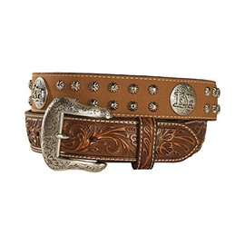 Nocona Men's Studded Cowboy Faith Concho Leather Western Belt Tan 40