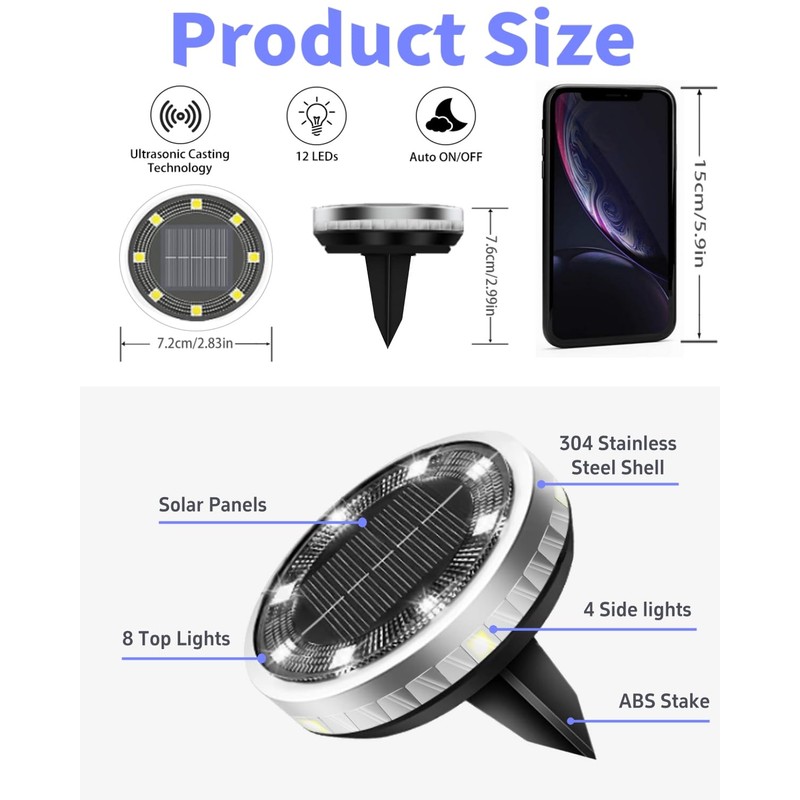 Solar Ground Lights Outdoor 18 Pack Waterproof, Upgraded Solor Garden
