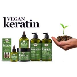 Difeel Vegan Keratin Anti-Frizz Hair Care 5-PC Set - Vegan Shampoo, Vegan Conditioner, Vegan Hair Oils and Vegan Hair Mask