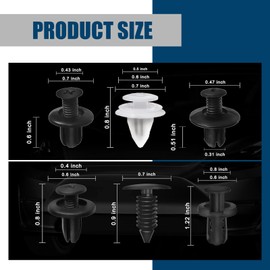 Neferta 100 PCS Car 6.3mm/8mm/9mm/10mm Six Sizes Door Panel Bumper Fastening Clips with Screwdriver, Push-in Fender Screw Rivet Clips, Portable Transparent Box Classification Storage Parts (Black)