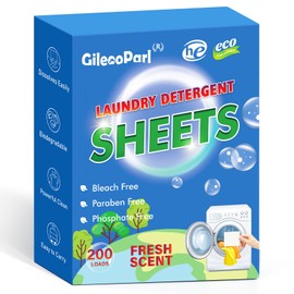 200-loads Eco Laundry Detergent Sheets - Fresh Scent - for Home/Travel/Apartment/Dorm - Gileooparl Plastic Free Liquidless Laundry Detergent Strips - 200 Count