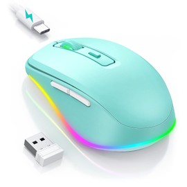 seenda Kabellose Maus LED, Wiederaufladbar Maus Kabellos mit Maus Jiggler, Leise 2.4G USB Funkmaus für Laptop, Computer Wireless Mouse Beleuchtet DPI 2000 für PC, Windows, MAC OS-Grün