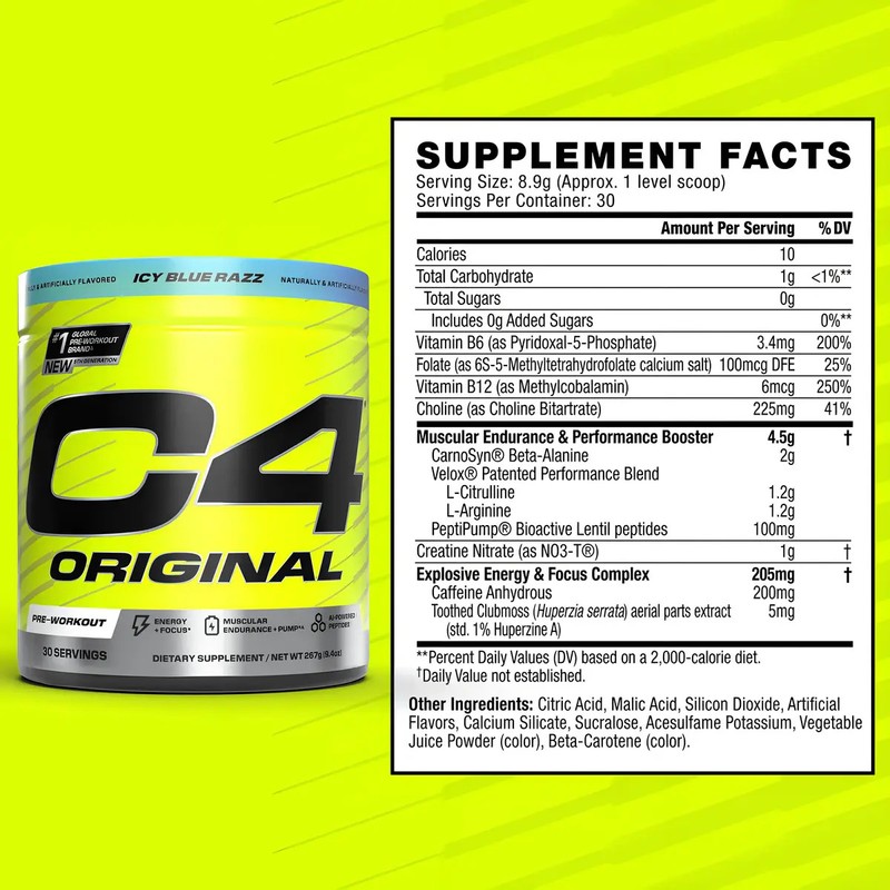 Suplemento Cellucor C4 Original en polvo sabor icy blue razz