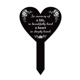GLOBLELAND Memorial Remembrance Plaque Stake Acrylic Plaque Memorial Commemoratory Sign Garden Remembrance Decoration "In Memory of A Life"