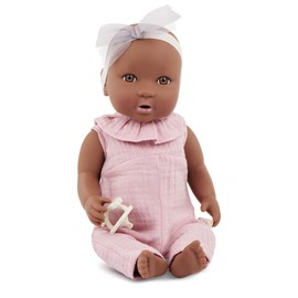 LullaBaby – 14-inch Realistic Baby Doll – Brown Eyes & Soft Body – Pink Jumper, Headband & Pacifier Accessory – Pretend Play – Toys for Kids Ages 2 Years Old & Up – Baby Doll - Pink Jumper
